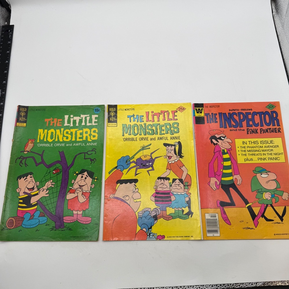 Vintage Gold Key Whitman Comic Lot Little Monsters Pink Panther Inspector 3 Book